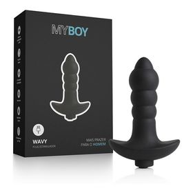 Plug Anal Multivelocidade Recarregável My Boy Wavy Black