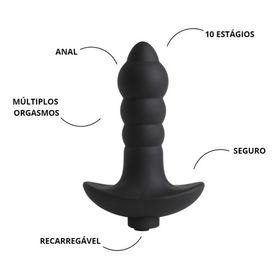 Plug Anal Multivelocidade Recarregável My Boy Wavy Black